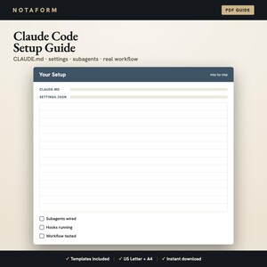 Einrichtungsleitfaden für KI-Programmierung (PDF), eBook zum Claude-Code-Workflow mit Starterdateien, Entwickler-Produktivitätspaket, Geschenk für Programmierer, Sofort-Download