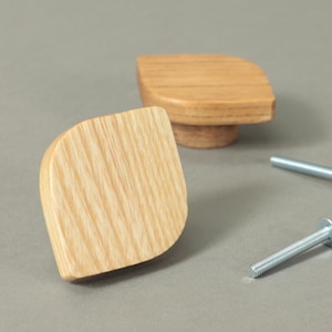Solid Ash Wood Cabinet Knob | Asymmetric Scandinavian Furniture Handle