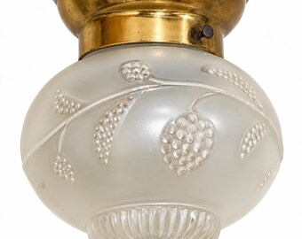 Vintage Progress Flush Mount Ceiling Light Frosted Glass Shade Brass