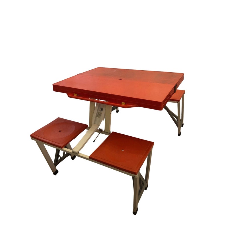 Vintage Folding Table Chair Camp Set Collapsible Portable Camping