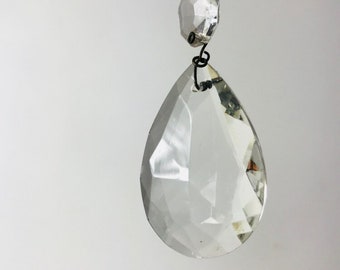 Crystal Glass Pendalogues Clear Lamp Chandelier Part Teardrop Vtg Replacement 3''