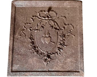 Antique Ghotic Style Two Sacred Heart Design Metal Fireplace Insert