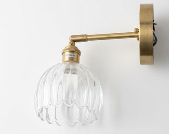 Japandi MCM Wall Sconce Brass Tulip Glass Shade