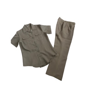 1990'S US Navy Creighton Military Pants, Made in USA, Men's, Size W36 polyester Beige type Vintage Second Hand