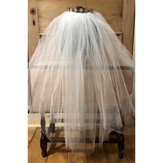 Vintage Womens Wedding Bridal Veil 2 Tiers Lace W… - image 4