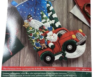 Bucilla The Christmas Drive Design Christmas Stocking Kit #866631