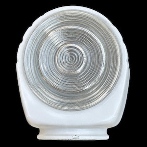 Vintage Art Deco Parking Meter Milk Glass Light Globe Shade with Clear Bullseye Lens