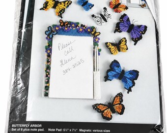 Bucilla Butterfly Arbor Pattern Magnets & Note Pad Holder Needlepoint Kit #6152