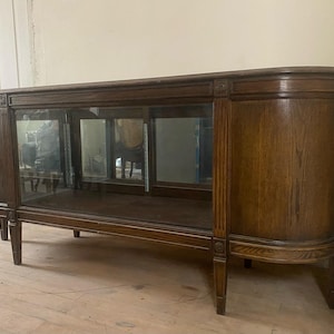 1900 Antique Oak Apothecary Pharmacy General Store Counter Cabinet Glass Case