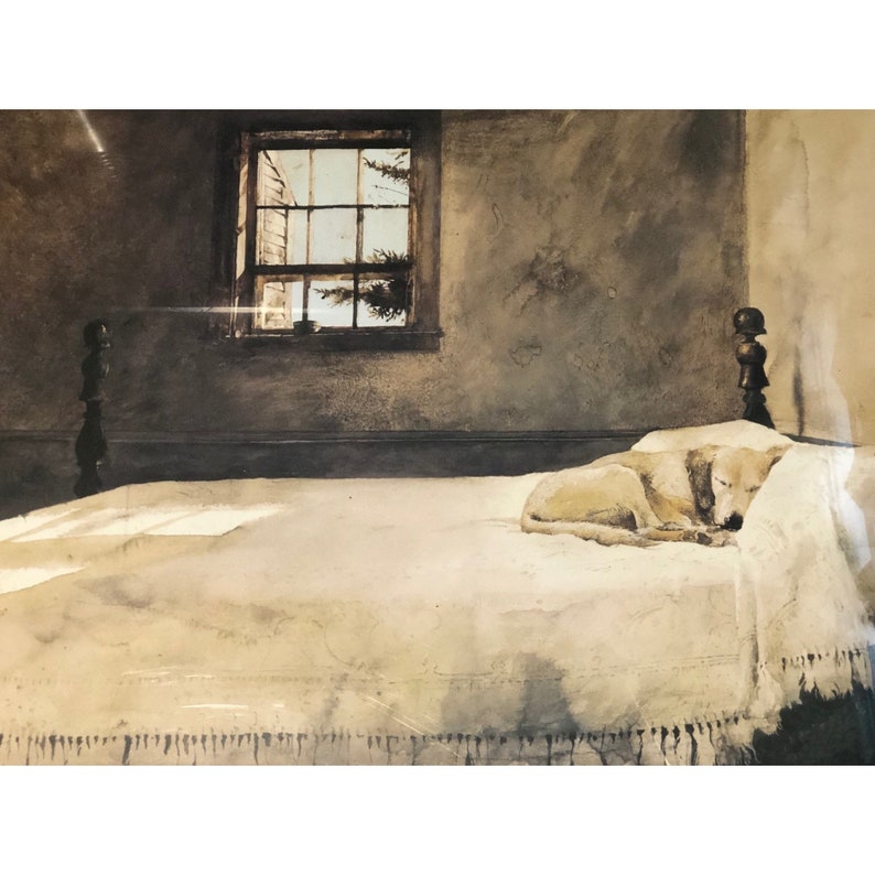 Andrew Wyeth Master Bedroom Dog on Bed Art Print 1985 28 х Etsy