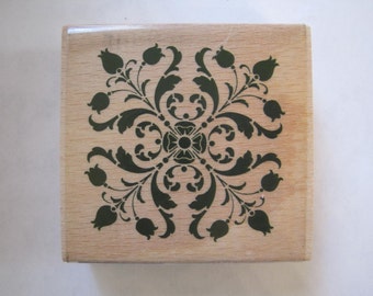 Whispers Medallion Geometric Floral Ornament  Rubber Stamp Stencil Size 2" Length E611s