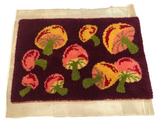 Vintage Mushrooms Latch Rug  35" x 24" unfinished