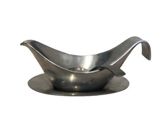 Michael Lax Design Grainware Metal Sauce Dish with Spoon Vintage 1991ML-3002
