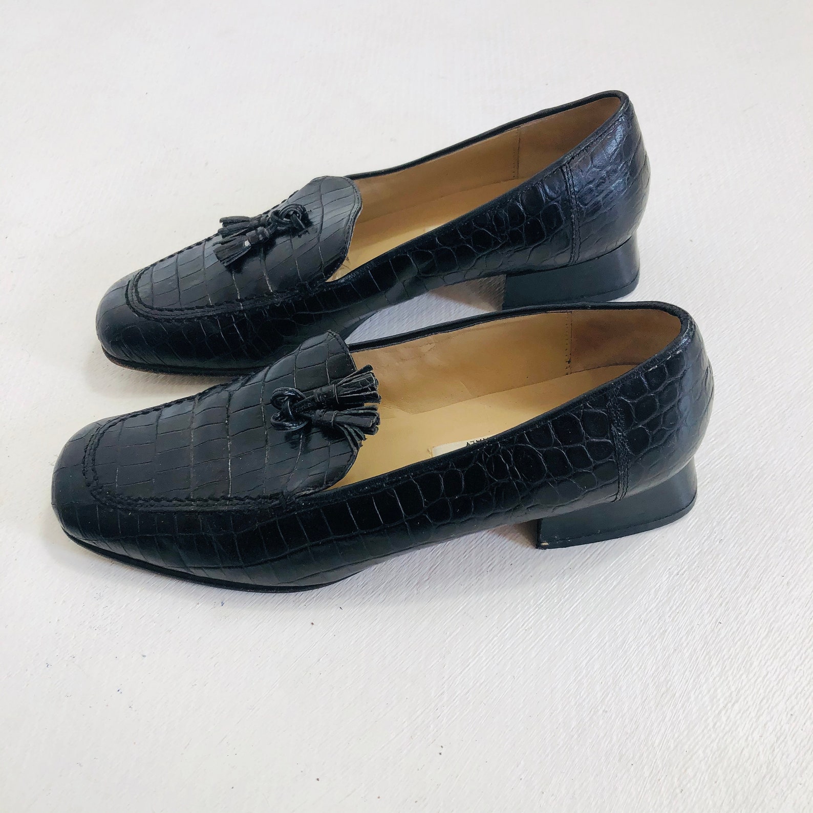 Talbots Loafers Shoes Womens Sz 6.5 N Black Leather Crocodile - Etsy