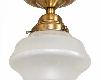 Regency Hill Schoolhouse Floating Modern Farmhouse Ceiling Light Brass White Glass