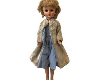 Vintage Fashion Doll in Fur Coat 24"