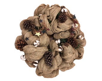 Vintage burlap country wreath Christmas holiday
