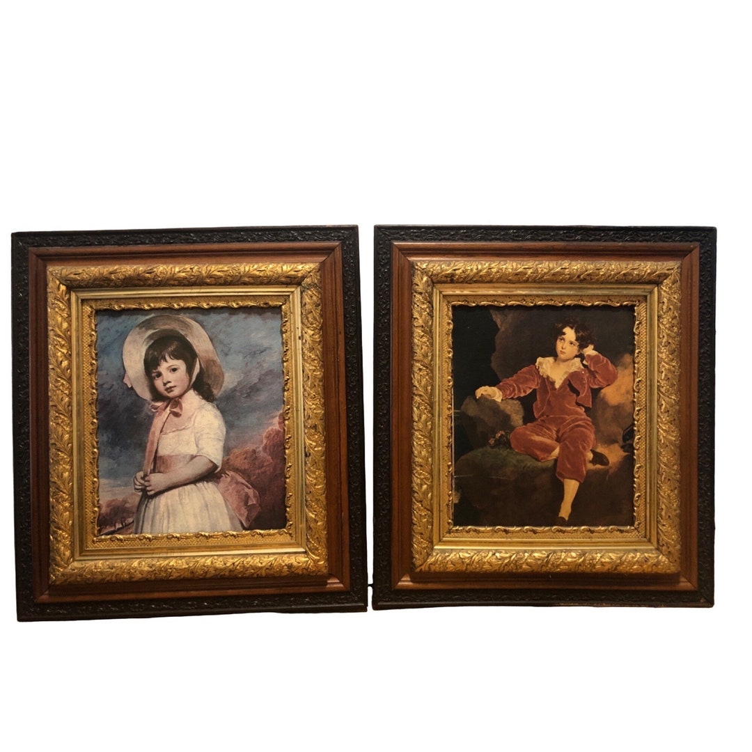 VTG Art Print Miss Willoughby G Romney Thomas Lawrence S Lambton Gilded ...