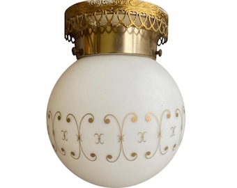 Lámpara de techo vintage de estilo moderno de mediados de siglo con forma de globo de cristal lechoso