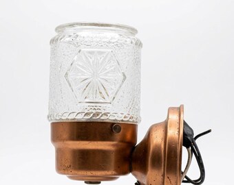 Puritan Copper Glass Jar Art Deco 1930 Wall Sconce