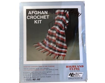 Vintage National Yarn Crafts Afghan Crochet Kit Granny 40x60" New
