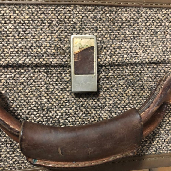 Hartmann Vintage Tweed Suitcase with Garment Hanger Gem