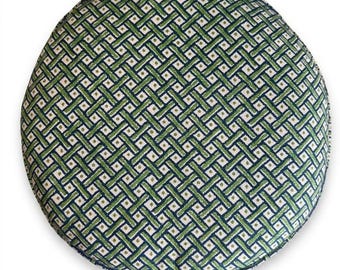 Round Green Geometric Cushion for Round Stool Chair Removable Cover 13x3"
