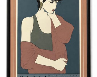 Serigrafía de la exposición de Patrick Nagel n.° 10, Galería Mirage Editions, Santa Mónica, 45 x 32 cm.