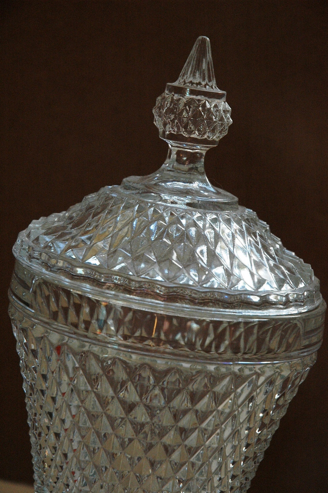 Crystal Cut Glass Compote Candy Dish Bowl Urn 16 tall Etsy