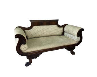 American Empire Carved Mahogany Classical Sofa 19th century