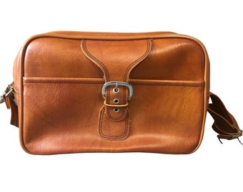 Vintage Vinyl Shoulder Bag Carry On Brown