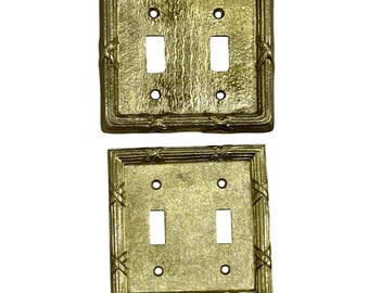 Vintage massief messing elektrische schakelplaat in neoklassieke stijl