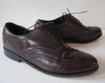 Vintage FLORSHEIM Dark Brown Shell Cordovan Plain Toe Bluchers