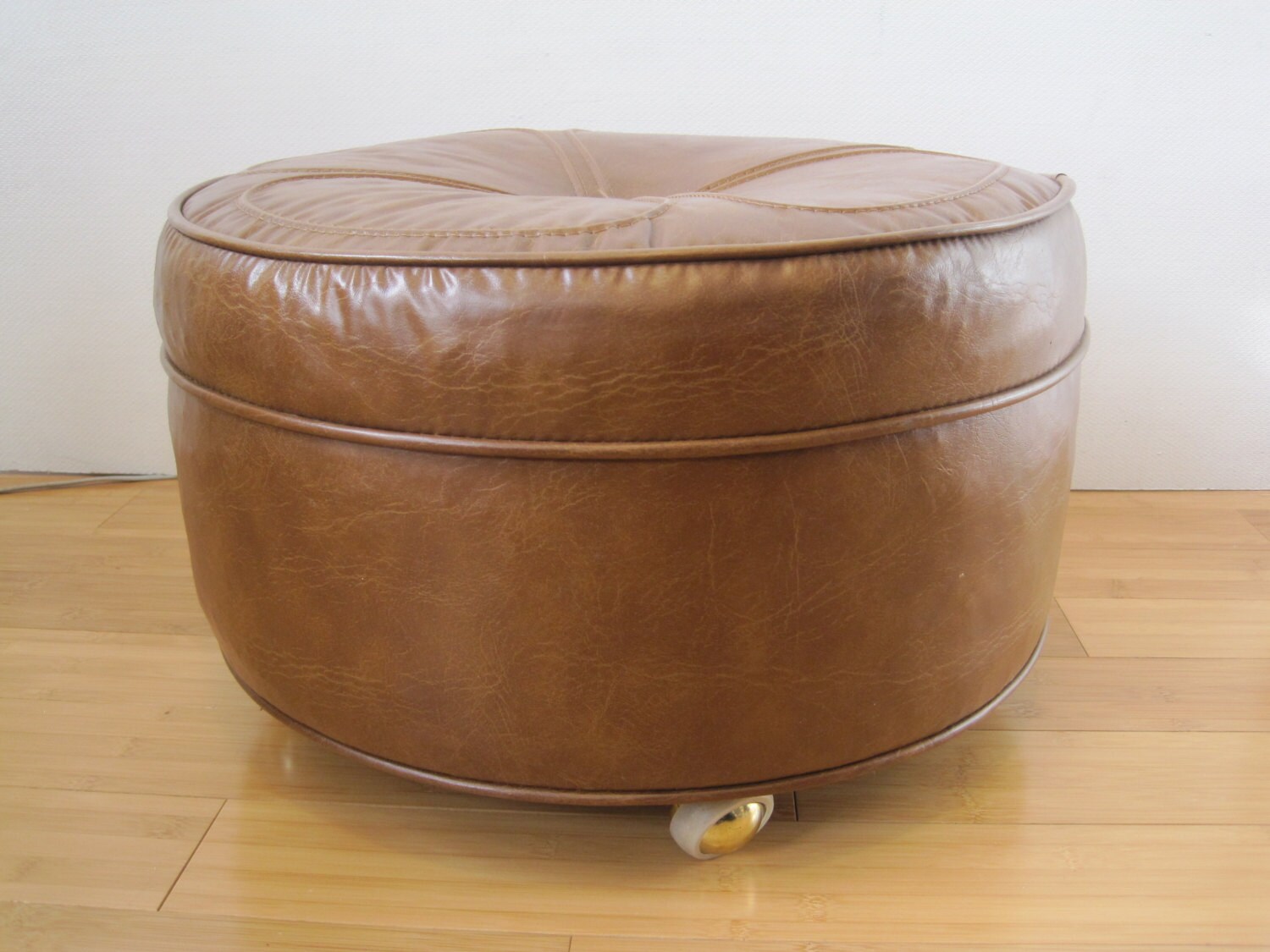 Midcentury Hassock Ottoman Footstool on casters Danish Modern Etsy