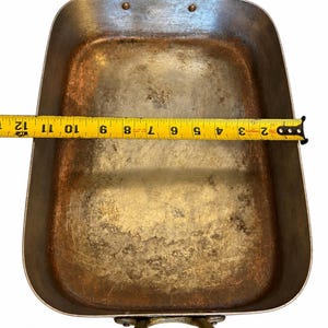Vintage Solid Copper Rectangular Roasting Tray Pan Side Handles image 4