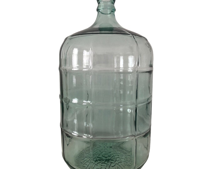 Vintage Round Glass Carboy Bottle Green 5 Gallon 18.9 Liter Made in