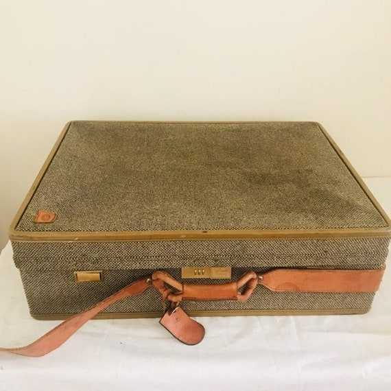 Vintage Tweed Suitcase Hartmann Luggage Tweed Leather 