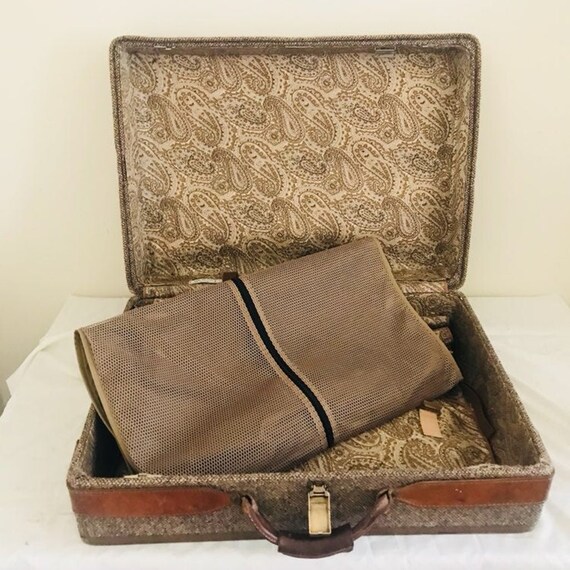 Hartmann Vintage Tweed Suitcase with Garment Hanger Gem