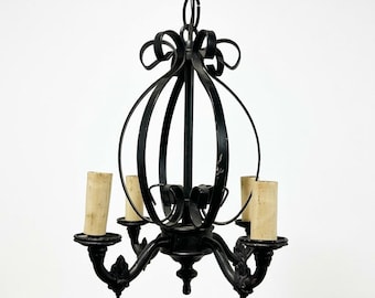 Rustic Farmhouse 5-Light Black Metal Chandelier Candle Style Ceiling Light