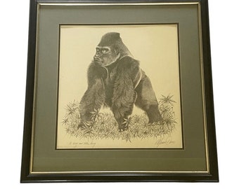 King Kong  Etching Print signed Warren Davis 23” x 23”