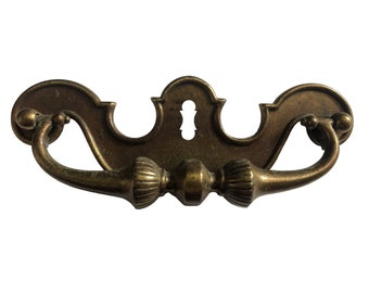Chippendale Style Batwing Solid Brass Drop Handle Drawer Pull Hardware VTG