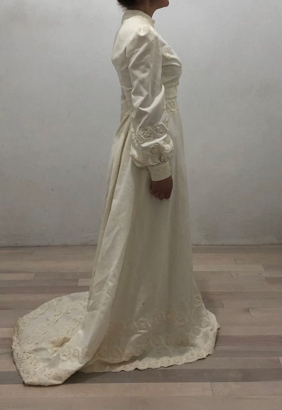 Vintage Wedding Dress Size Medium Edwardian Style… - image 4