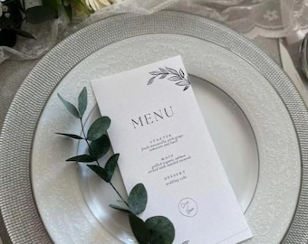 Editable Wedding Menu Template, Printable Wedding Menu Card, Minimalist Reception Menu, Elegant Dinner Menu, Instant Download