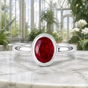 Natural Ruby Oval Cut 14K White Gold 2.20 Ct Ring (IGL Certified)