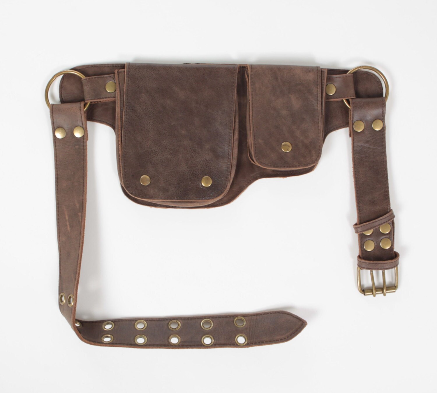 Hip Pack Leather Utility Belt Bomber Brown Largest pockets | Etsy