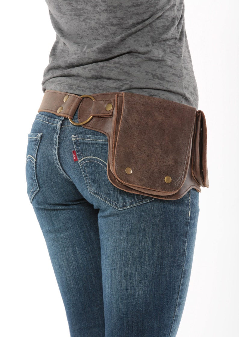 Hip Pack Leather Utility Belt Bomber Brown Largest pockets Etsy