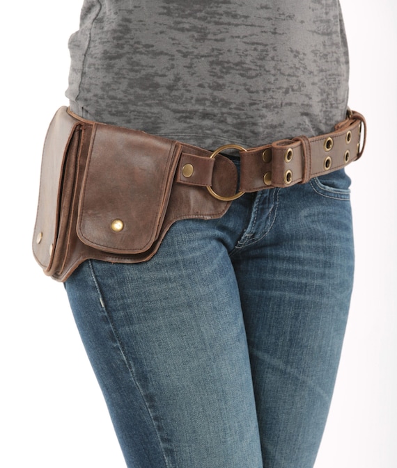 Hip Pack Leather Utility Belt Bomber Brown Largest pockets Etsy