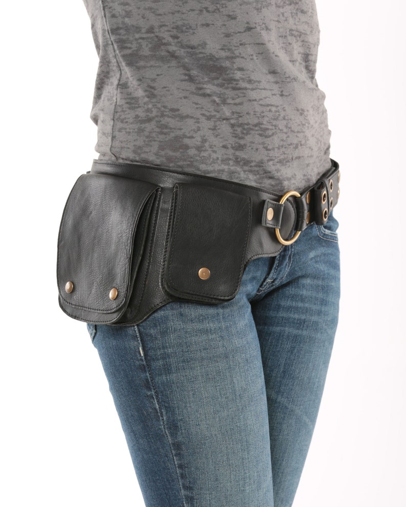 Hip Pack Leather Utility Belt Black Unique style versatile Etsy