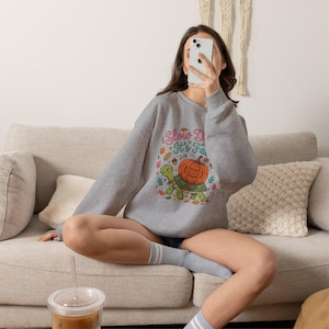 Slow Down It's Fall turtle pumpkin sweatshirt | autumn leaves seasonal crewneck