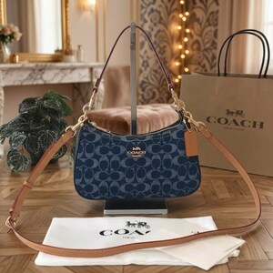 Coach Crossbody Blue - COACH Op Art blue Turnlock 2Way Bag